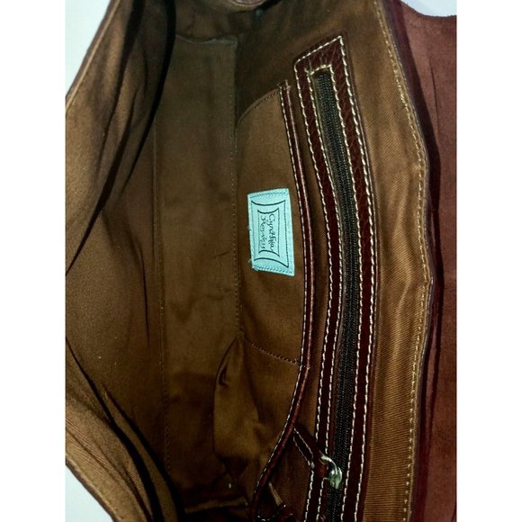 Cynthia Rowley Bag, Trapezoid Top Handle Purse, Brown Leather Handbag, Textured - Picture 7 of 10